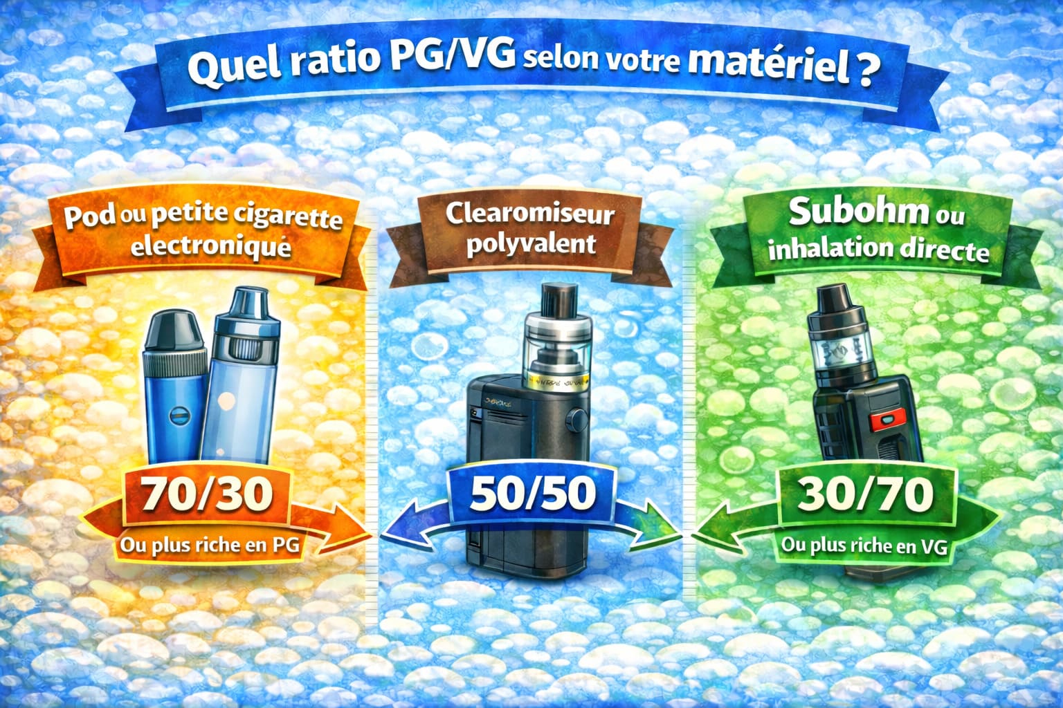 Quel PG VG choisir pour pod, clearomiseur polyvalent et subohm